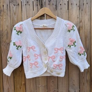 LoveShackFancy Malibu crop Knit Cardigan
